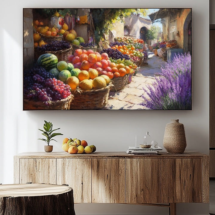 Tableau Ruelle Méditerranéenne aux Fruits, art mural décoration nature