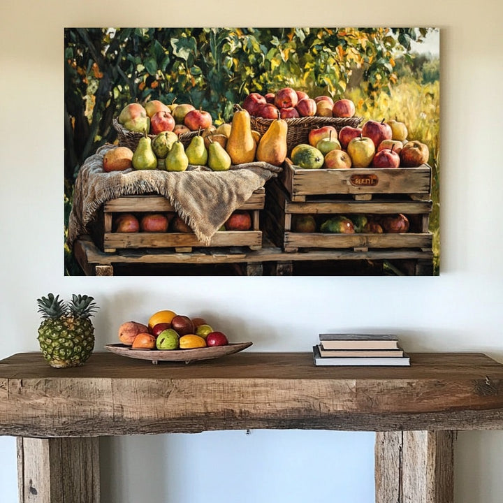 Tableau Récolte au Verger, art mural décoration nature