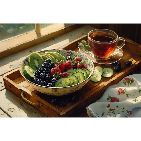 Tableau Fruits Frais et Thé, art mural décoration nature