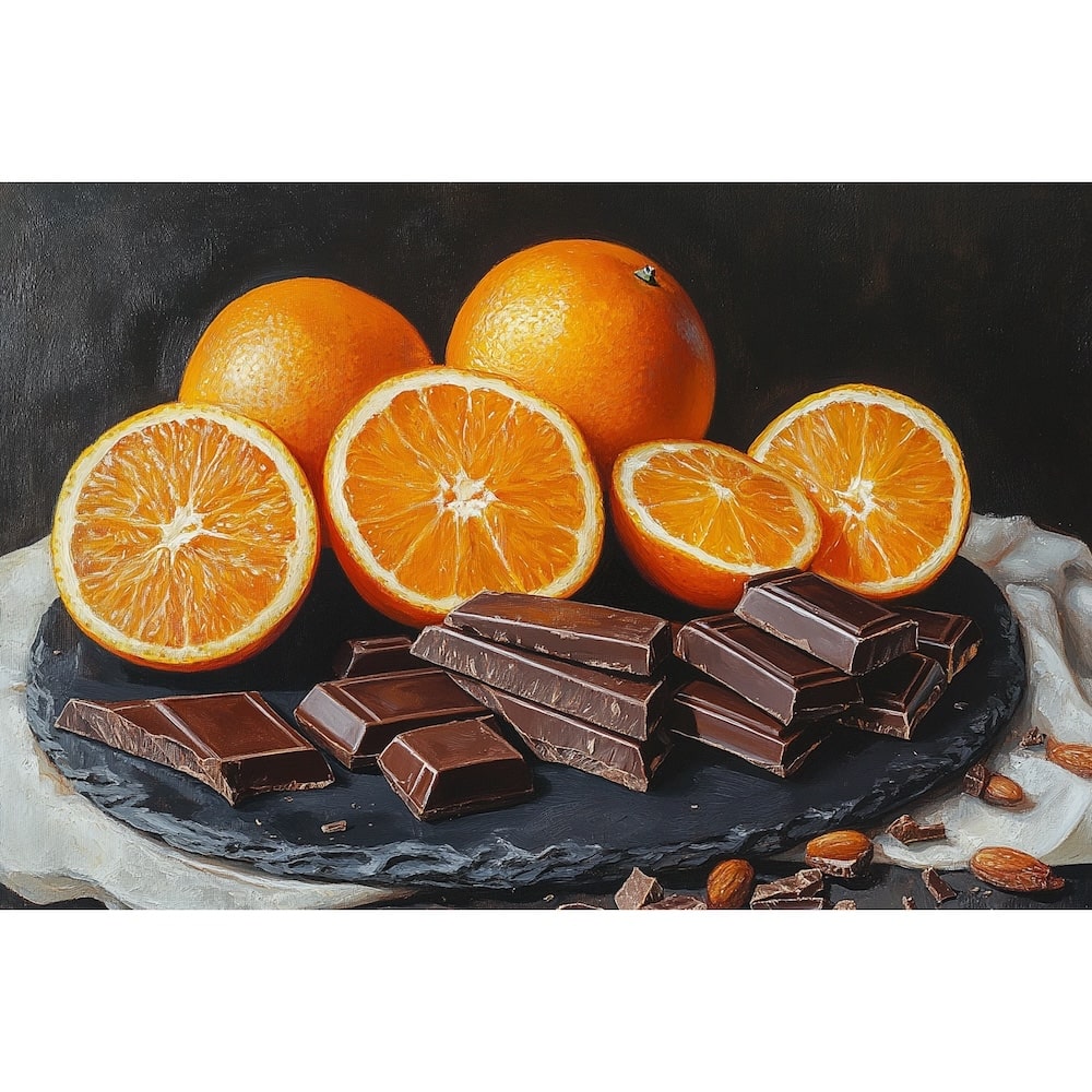 Tableau avec des Oranges et Chocolat