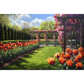 Tableau Jardin à la Pergola Fleurie, art mural décoration nature