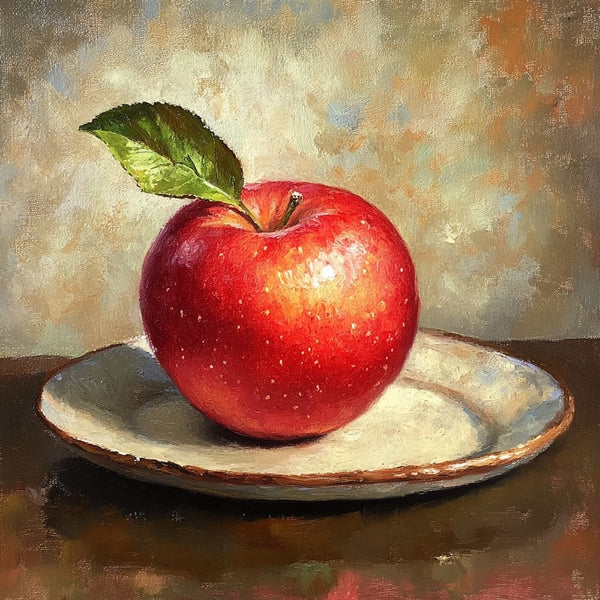 Tableau Pomme sur Assiette de Céramique, art mural décoration nature