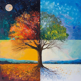 Tableau Arbre 4 Saisons, art mural décoration nature