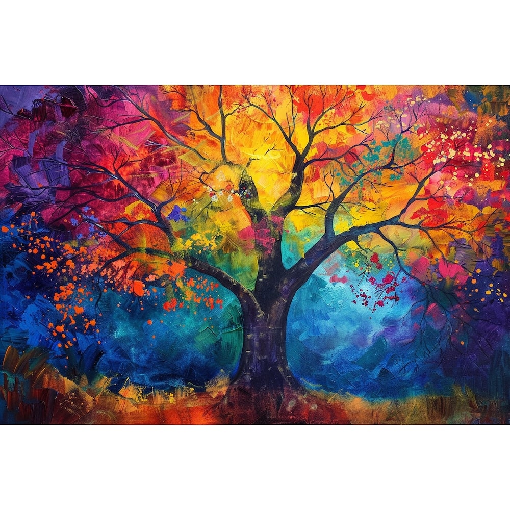 Tableau Arbre Coloré, art mural décoration nature