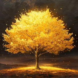 Tableau Arbre Doré, art mural décoration nature