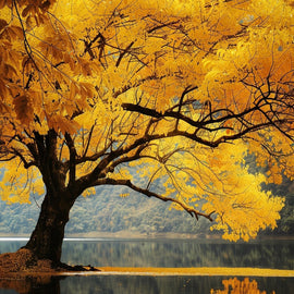 Tableau Arbre Jaune, art mural décoration nature