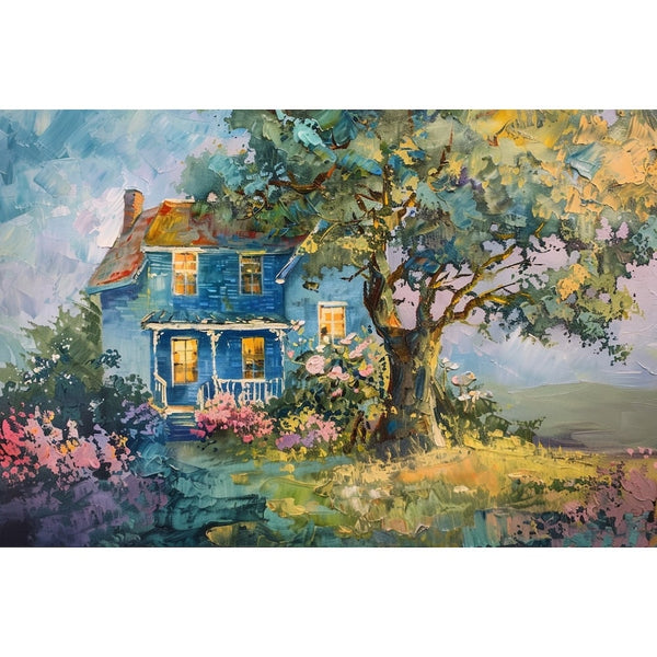 Tableau Arbre Maison, art mural décoration nature
