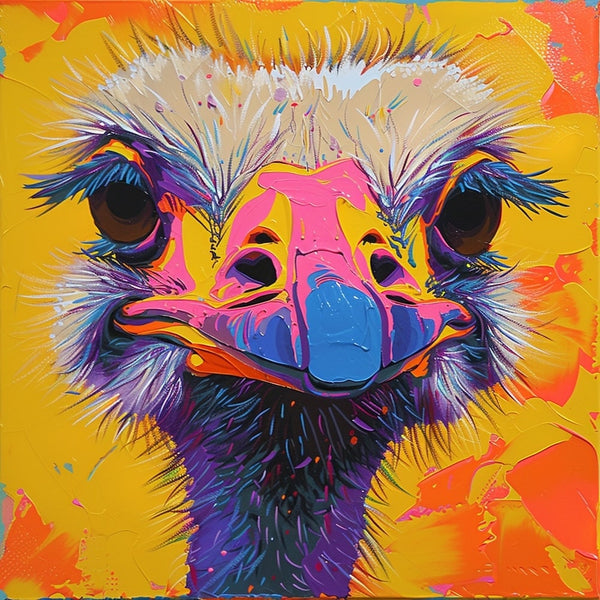 Tableau Autruche Pop Art, art mural décoration nature, vue 2