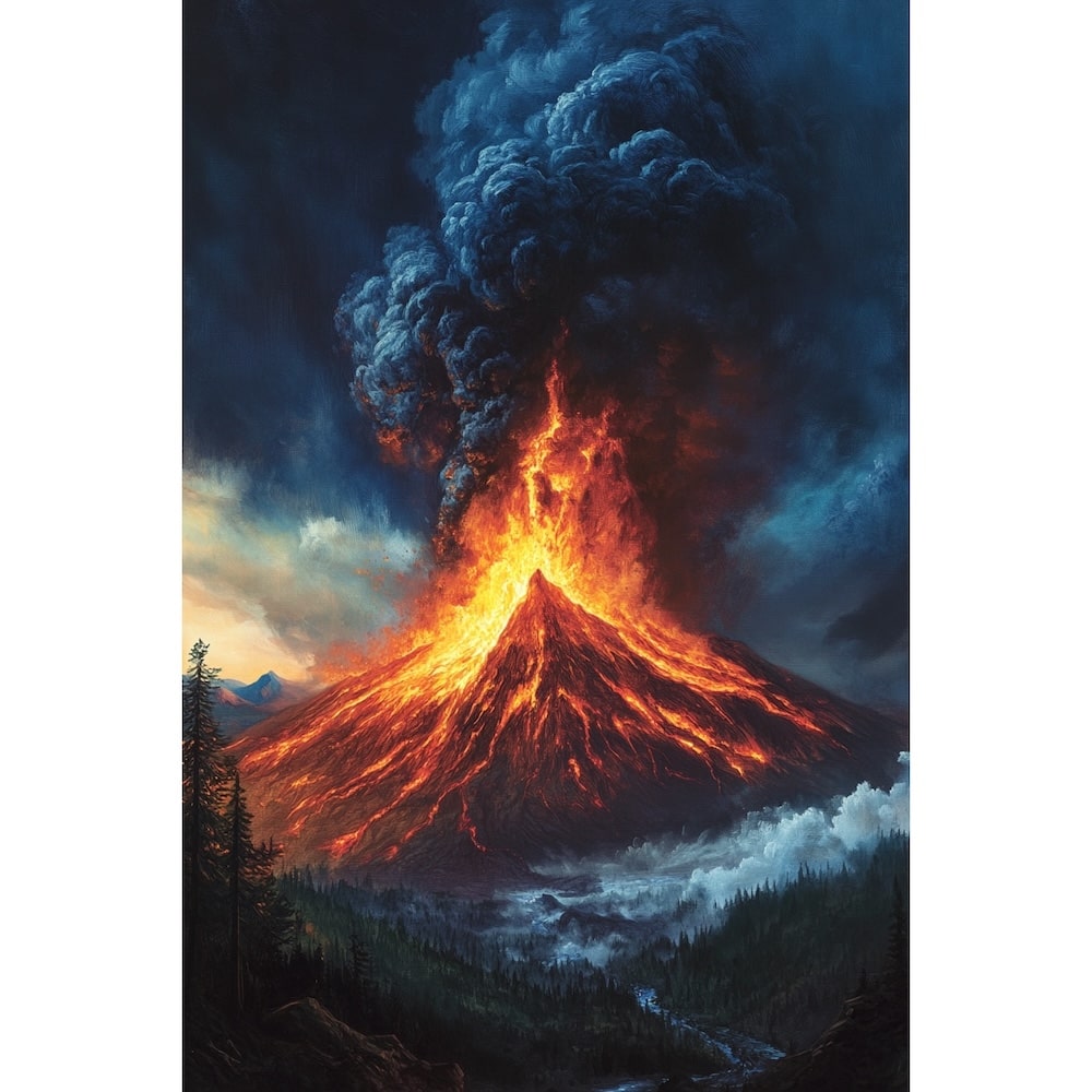 Tableau d'Éruption Volcanique