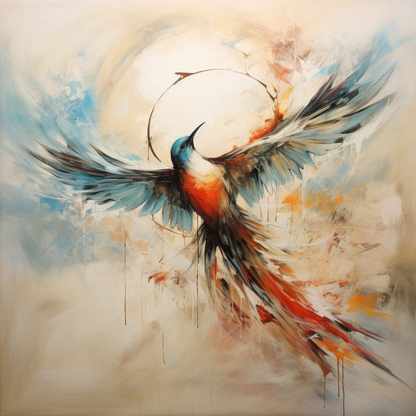Tableau Oiseau Abstrait, art mural décoration nature, vue 2
