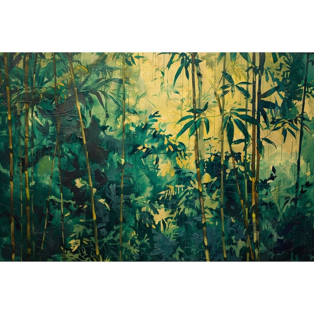 Tableau Bambou Peinture Acrylique, art mural décoration nature