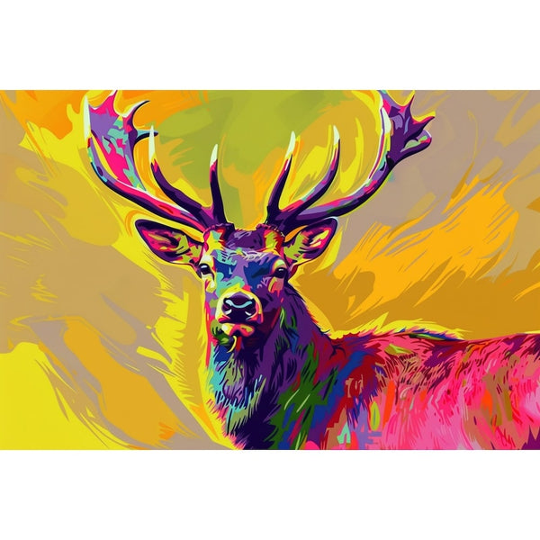 Tableau Cerf Pop Art, art mural décoration nature