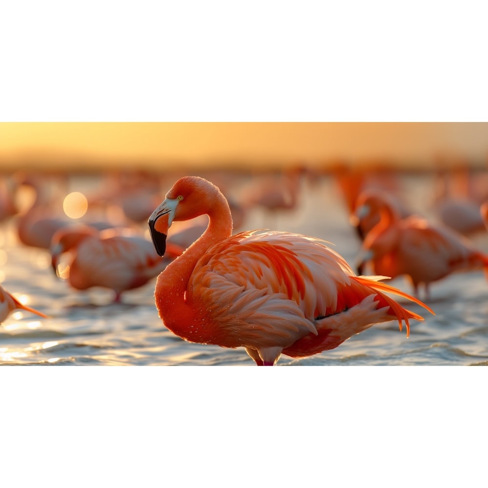 Tableau Flamant Rose, art mural décoration nature, vue 2