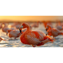 Tableau Flamant Rose, art mural décoration nature, vue 2