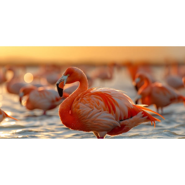 Tableau Flamant Rose, art mural décoration nature, vue 2