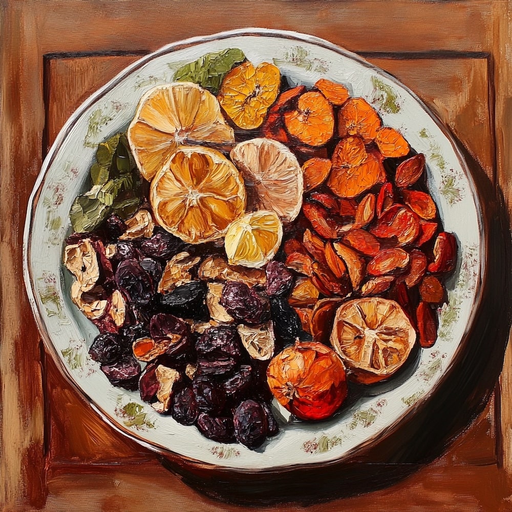 Tableau Fruits Séchés, art mural décoration nature