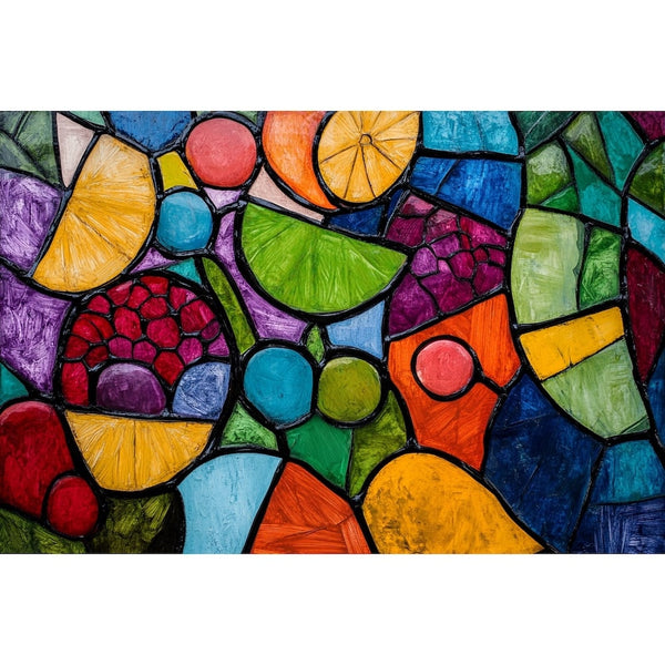 Tableau Fruits Vitrail, art mural décoration nature