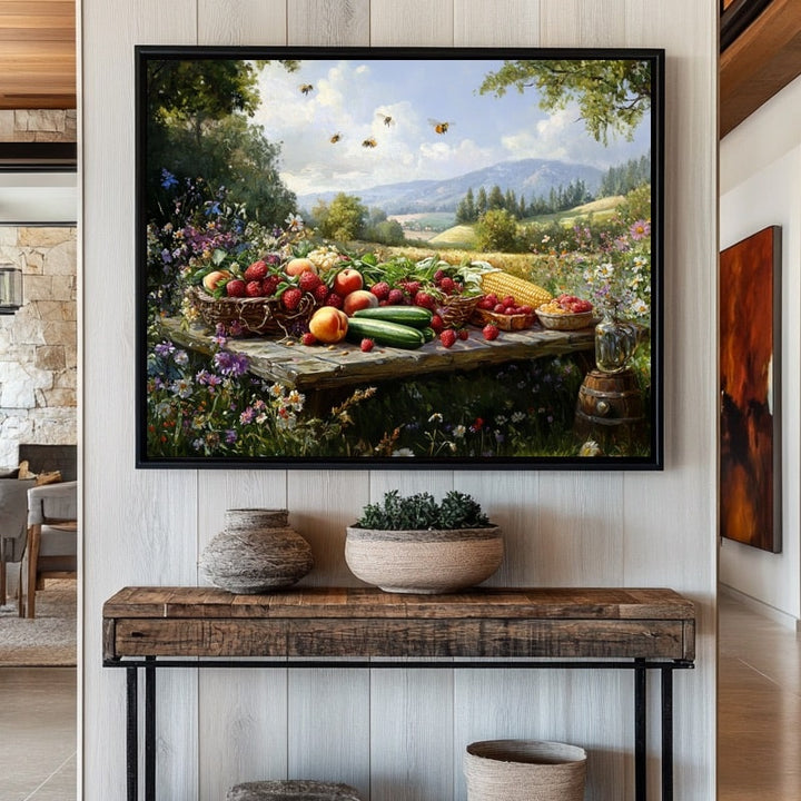 Tableau Fin d'Été à la Campagne, art mural décoration nature