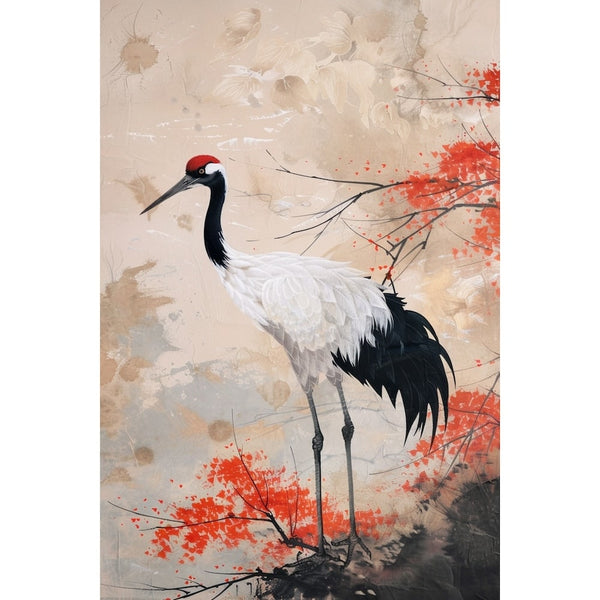 Tableau Grue Japonaise, art mural décoration nature, vue 2
