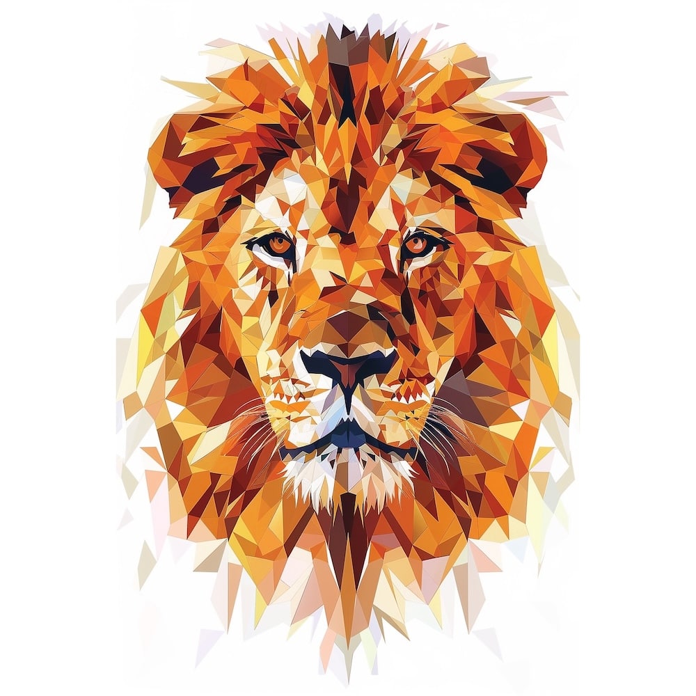Tableau Lion Géométrique, art mural décoration nature