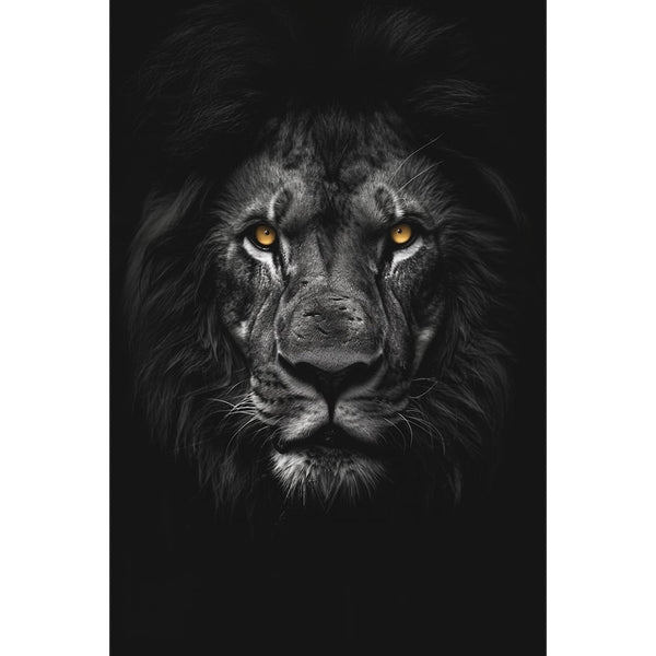 Tableau Lion Noir, art mural décoration nature