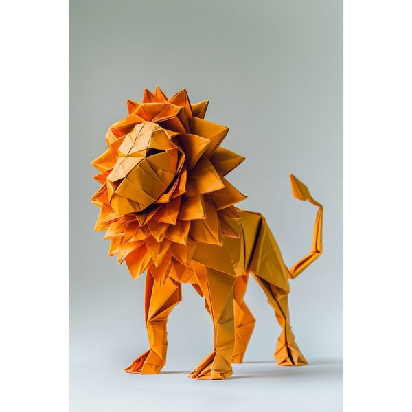 Tableau Lion Origami, art mural décoration nature