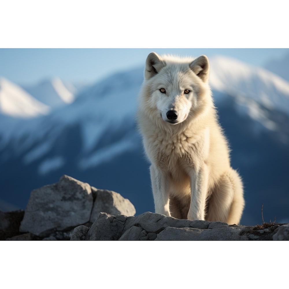 Tableau Loup Blanc, art mural décoration nature