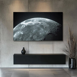 Tableau Lune Argentée dans le Cosmos, art mural décoration nature