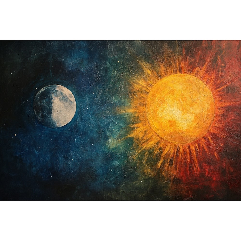 Tableau Lune et Soleil, art mural décoration nature