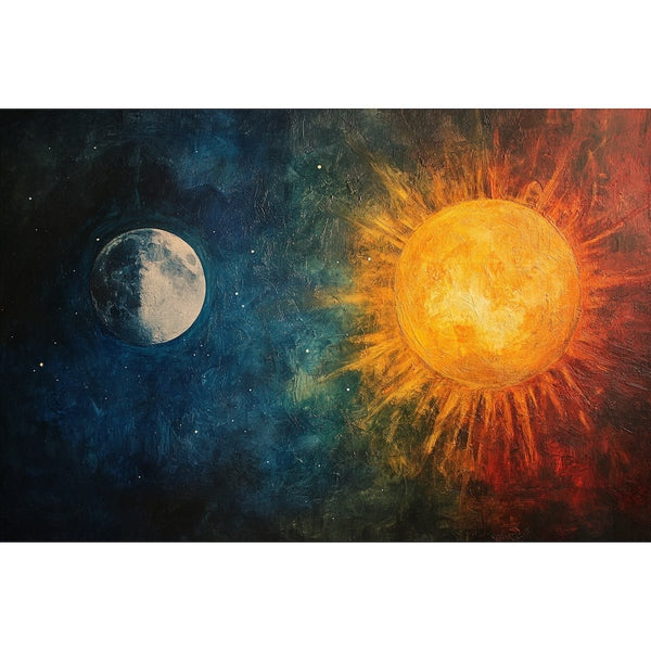 Tableau Lune et Soleil, art mural décoration nature