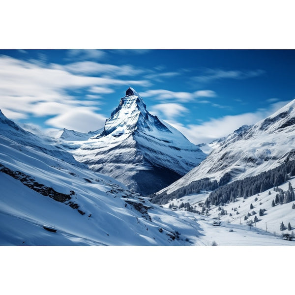 Tableau Sommet Pyramidal Enneigé, art mural décoration nature