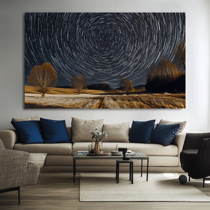 Tableau Filé d'Étoiles sur la Campagne, art mural décoration nature