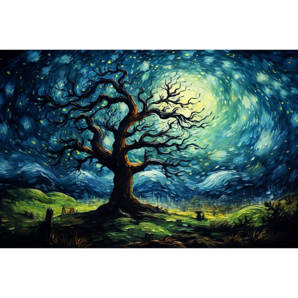 Tableau Peinture Arbre Abstrait, art mural décoration nature