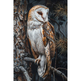 Tableau Peinture Chouette, art mural décoration nature, vue 2
