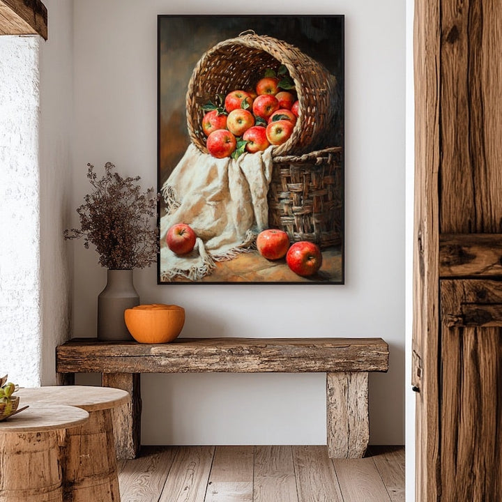 Tableau Nature Morte de Pommes, art mural décoration nature