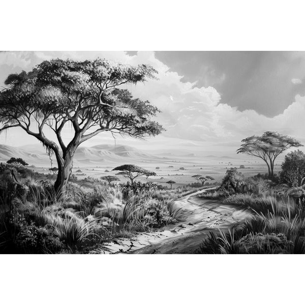 Tableau Savane Noir et Blanc, art mural décoration nature, vue 2