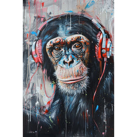 Tableau Singe avec Casque, art mural décoration nature