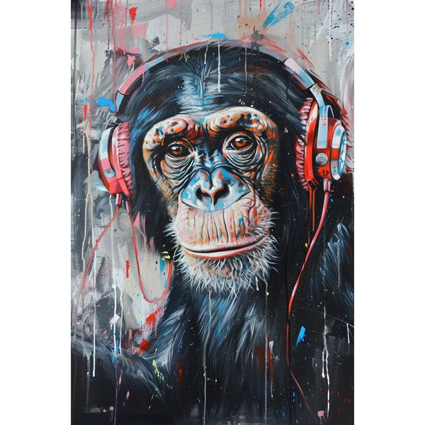 Tableau Singe avec Casque, art mural décoration nature