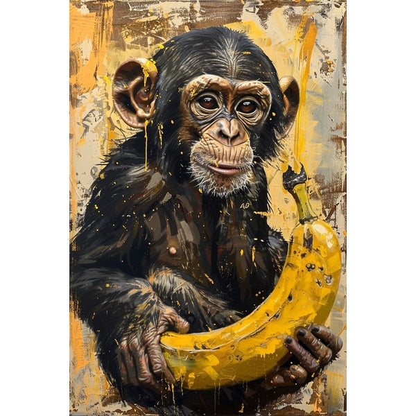 Tableau Singe Banane, art mural décoration nature