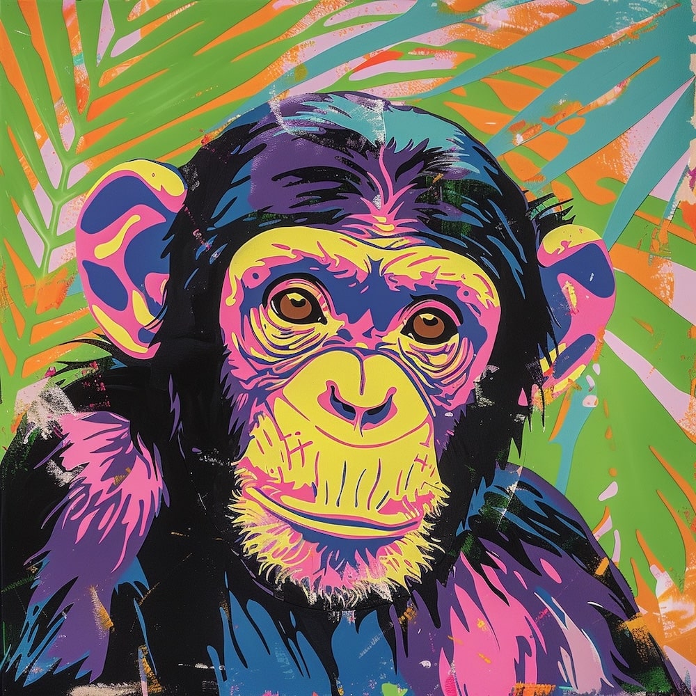 Tableau Singe Peinture Pop Art, art mural décoration nature