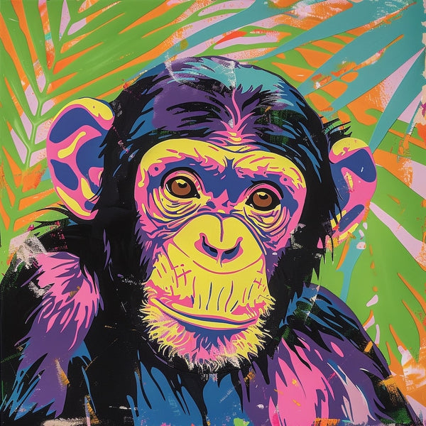 Tableau Singe Peinture Pop Art, art mural décoration nature