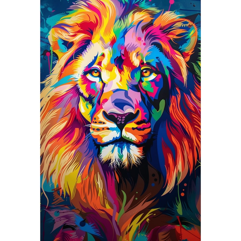 Tableau de Tête De Lion Couleur