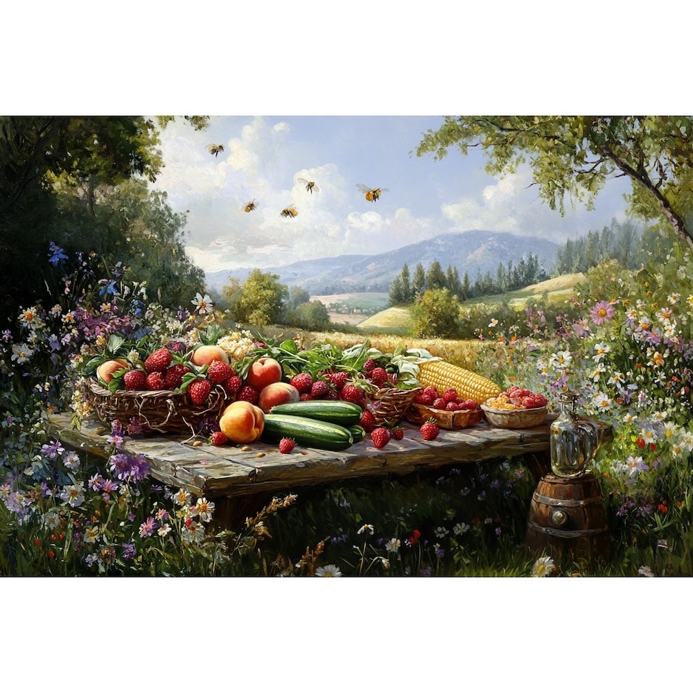 Tableau Fin d'Été à la Campagne, art mural décoration nature