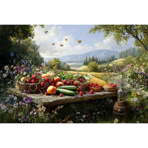 Tableau Fin d'Été à la Campagne, art mural décoration nature
