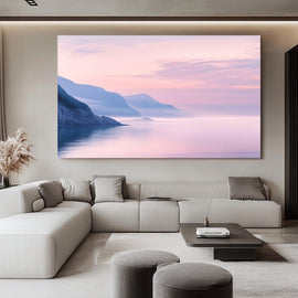 Tableau Ciel Rosé à l'Aube sur Baie Calme, art mural décoration nature