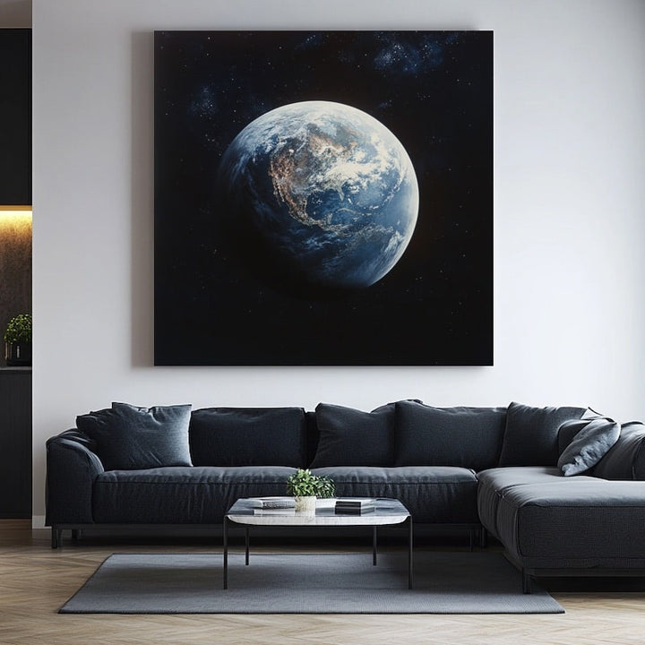 Tableau Terre depuis l'Espace Lointain, art mural décoration nature