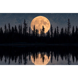 Tableau Lune Orangée sur Paysage, art mural décoration nature