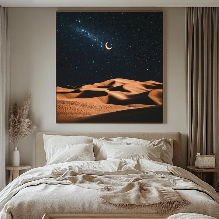 Tableau Désert sous le Croissant de Lune, art mural décoration nature