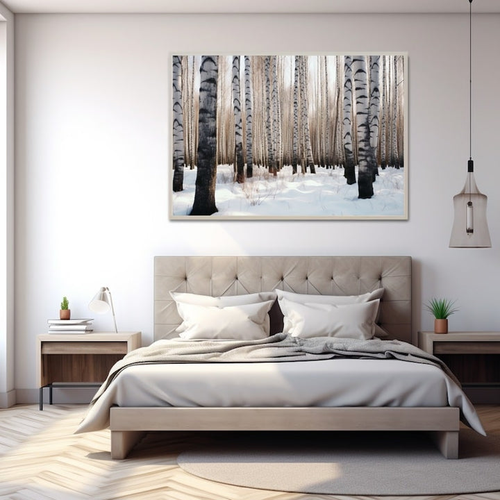 Tableaux Bouleaux et Neige, art mural décoration nature