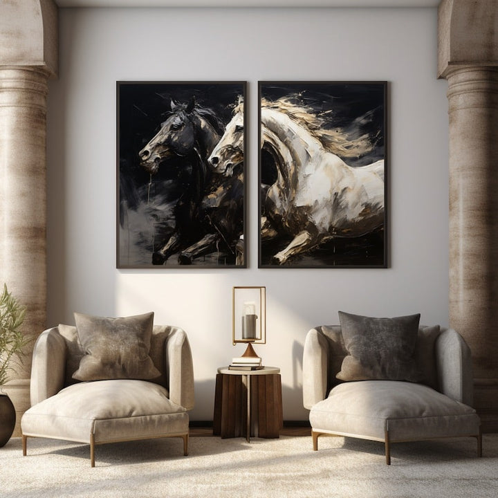 Tableaux Chevaux Stylisés, art mural décoration nature